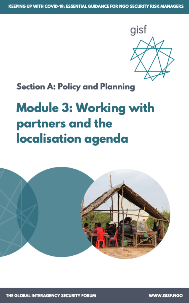 Image for Keeping up with COVID-19: essential guidance for NGO security risk managers – Module A3: Working with partners and the localisation agenda